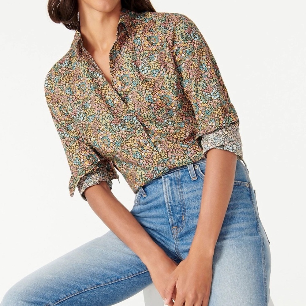 J. Crew Liberty London Fabric Perfect Shirt Little Marquess Button Front Size 6
